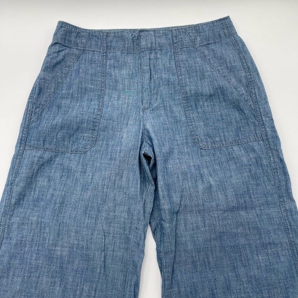 Gap Size 4 Wide Leg High Rise Chambray Pants Cotton Lightweight Beach Casual - Picture 3 of 14
